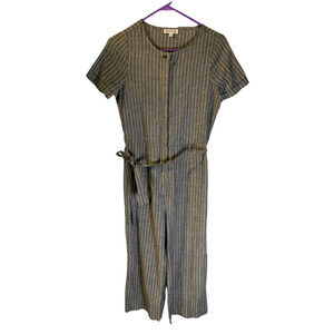 Sweet Salt Womens Cropped Cotton Linen Blend Jumpsuit Size 2 Gray Summer Beachy